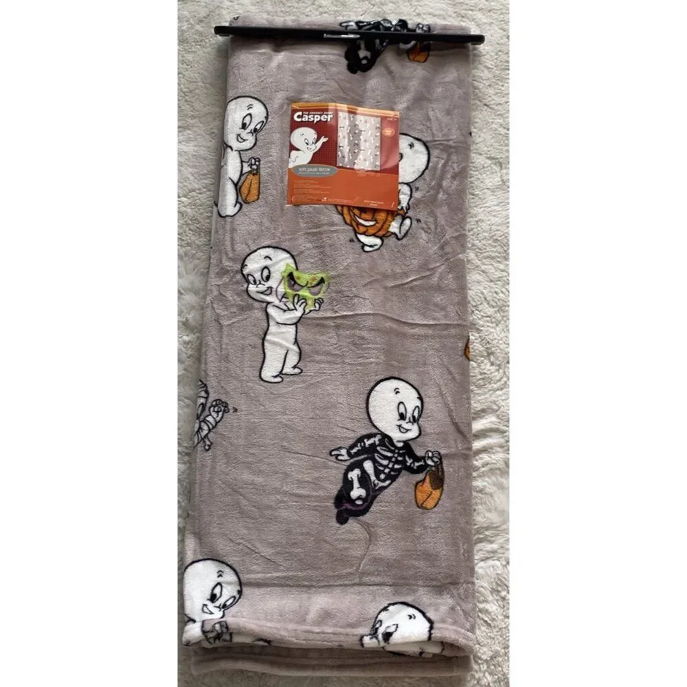 Casper The Friendly Ghost Plush Soft Blanket Throw 50x70” Halloween Costumes NEW